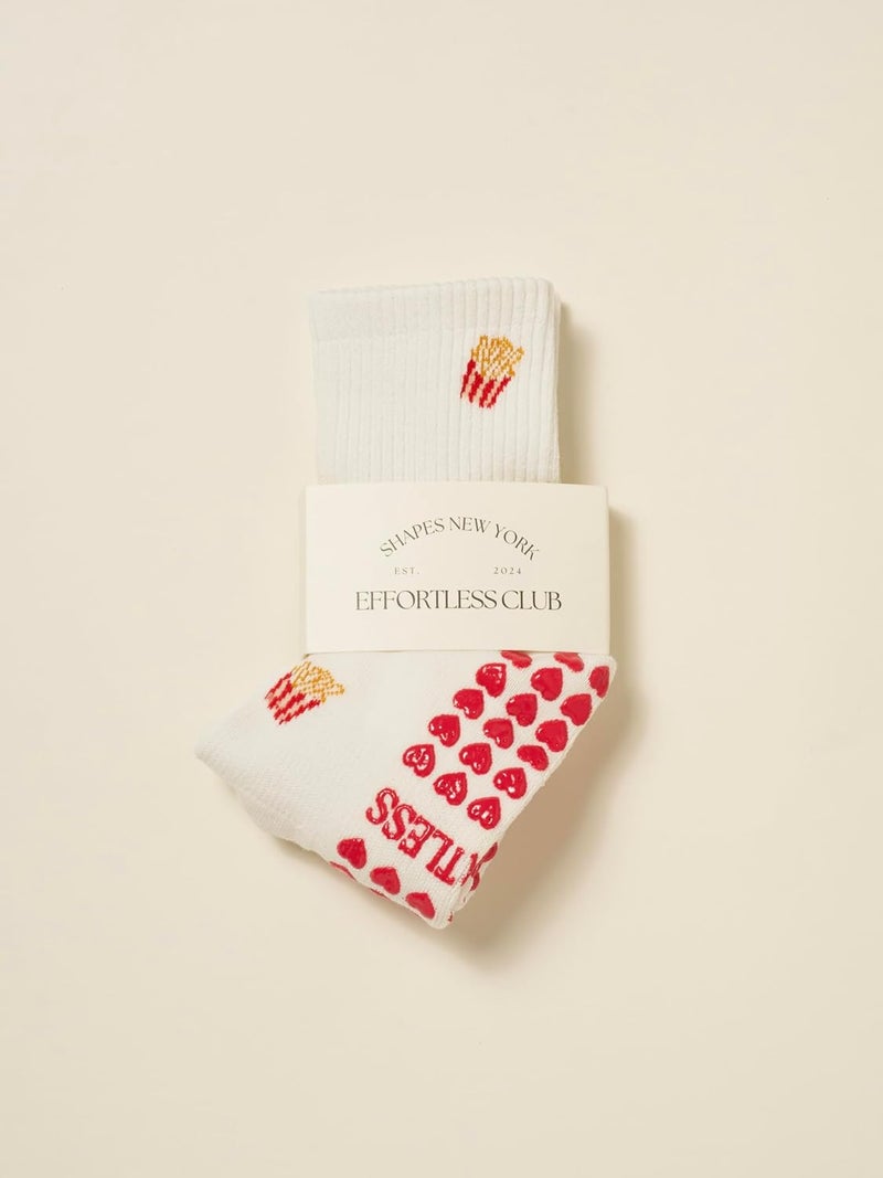 Shapes Studio Crew Half Calf Grip Socks, Cutest Fruits Pilates Socks, Ruffle socks, Non-Slip, Barre Yoga Fitness - Image 4